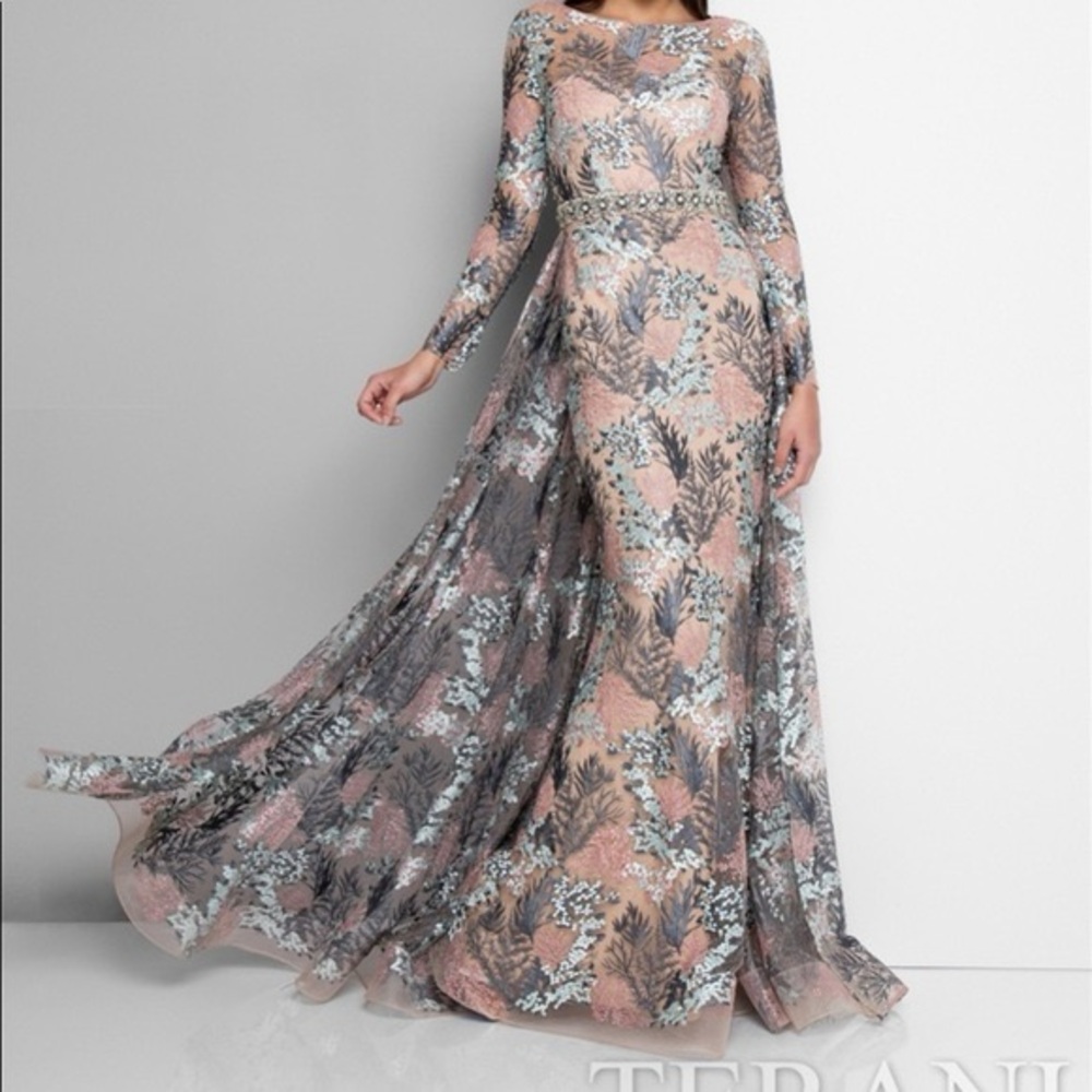 Terani Couture lace embellished gown with train